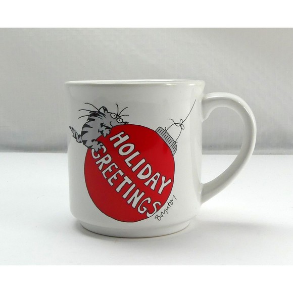 Holiday Greetings Cat on Ornament Mug Sandra Boynton-Recycled Paper Products Cup - Picture 1 of 5